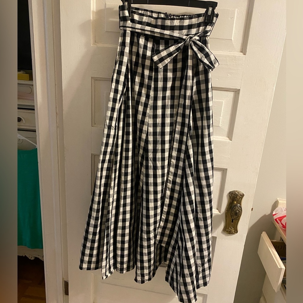 Who What Wear Black and White Gingham A-Line Skirt